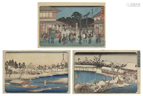 UTAGAWA HIROSHIGE (1797-1858)A group of three landscape prin...