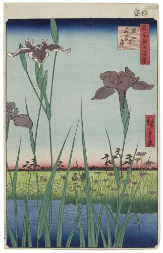 UTAGAWA HIROSHIGE (1797-1858)Horikiri no hana shobu (Iris ga...
