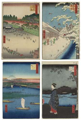 UTAGAWA HIROSHIGE (1797-1858)A group of four landscape print...