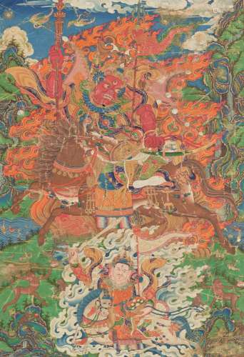 A PAINTING OF DORJE SETRAP TIBET, 18TH-19TH CENTURY