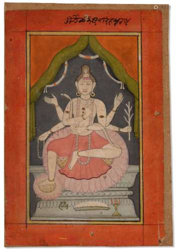 AN UNUSUAL PAINTING OF A DEITY, POSSIBLY SHIVA INDIA, RAJAST...