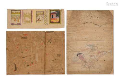 A GROUP OF THREE SKETCHES INDIA, 19TH CENTURY AND LATER