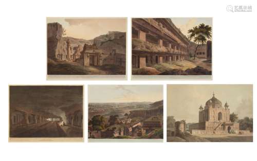 FIVE HANDPAINTED AQUATINTS FROM ORIENTAL SCENERY AND HINDOO ...