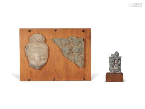 THREE GREY SCHIST FRAGMENTS ANCIENT REGION OF GANDHARA, 3RD-...