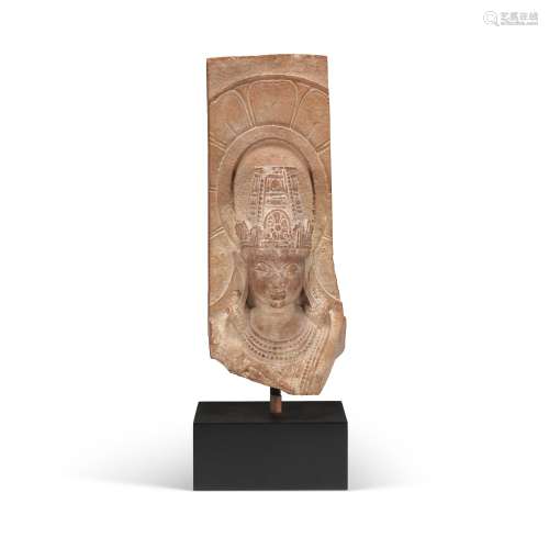 A BUFF SANDSTONE BUST OF VISHNU INDIA, RAJASTHAN OR MADHYA P...