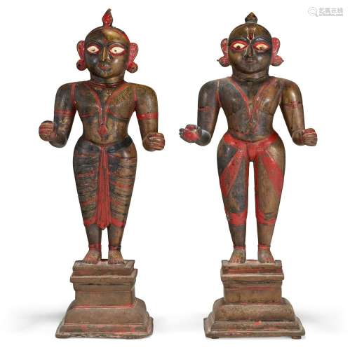 A GROUP OF BRASS FIGURES OF RADHA AND KRISHNA INDIA, ORISSA,...