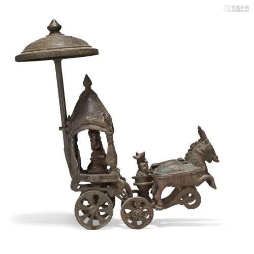 A BRONZE GROUP OF A CHARIOT WITH RIDERS SOUTH INDIA, TAMIL N...