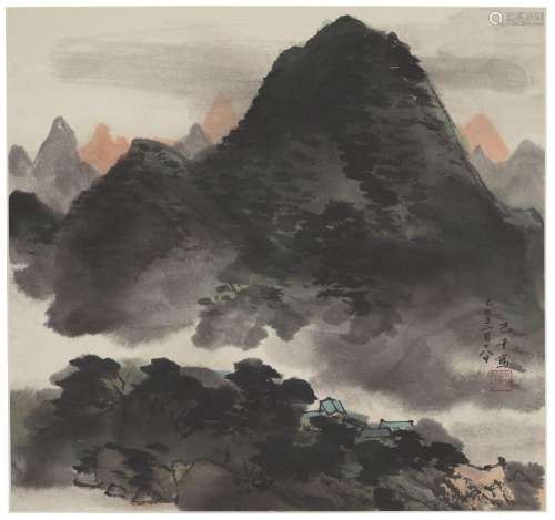 C. C. WANG (WANG JIQIAN, 1907-2003).Cloudy Mountains