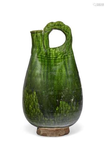 A GREEN-GLAZED POTTERY FLASK.CHINA, LIAO DYNASTY (AD 907-112...