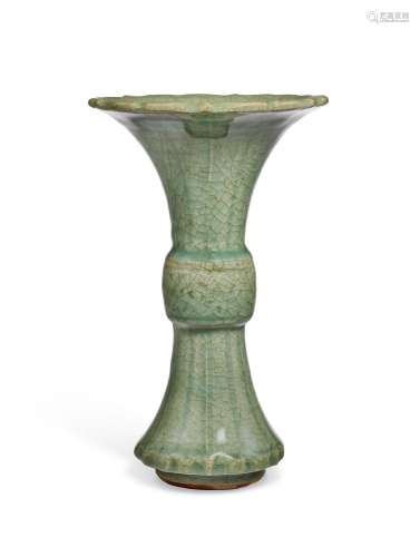 A LONGQUAN CELADON GU-FORM VASE.CHINA, MING DYNASTY (1368-16...