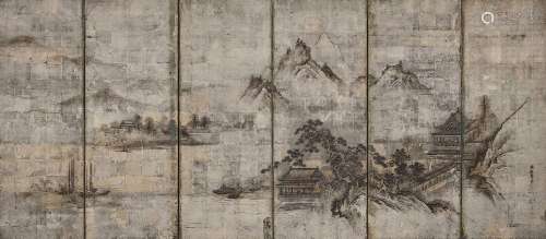 ANONYMOUS (JAPAN, 18TH CENTURY).Mountain Landscape with Pavi...