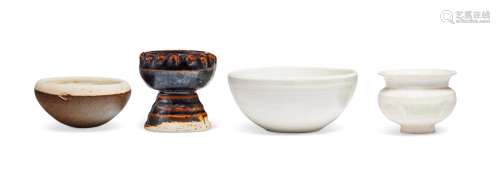 TWO WHITE-GLAZED VESSELS AND A JOSS STICK HOLDER  SONG DYNAS...