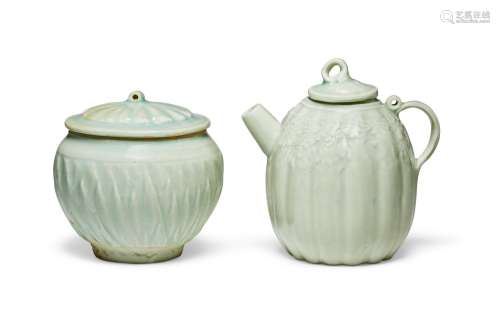TWO SMALL QINGBAI COVERED VESSELS  SOUTHERN SONG DYNASTY (11...