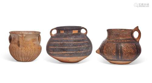 THREE NEOLITHIC POTTERY JARS  NEOLITHIC PERIOD, 3RD-2ND MILL...