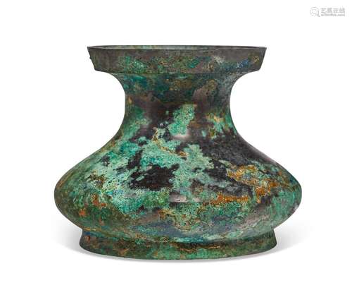 A SMALL BRONZE COMPRESSED GLOBULAR JAR  TANG DYNASTY (AD 618...