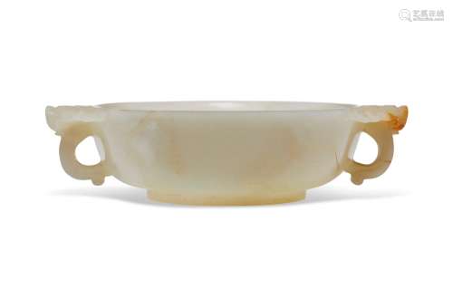 A SMALL WHITE JADE `MARRIAGE BOWL’  LATE QING DYNASTY