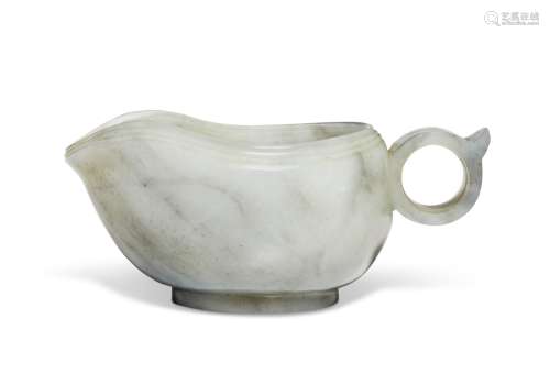 A GREYISH-WHITE JADE POURING VESSEL  QING DYNASTY (1644-1911...