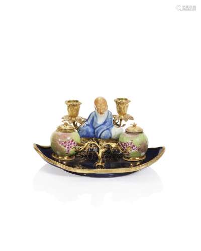 A LOUIS XV ORMOLU-MOUNTED CHINESE PORCELAIN ENCRIER.SECOND Q...