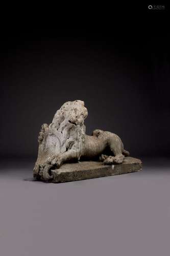 A LOUIS XV MARBLE ARMORIAL LION.POSSIBLY FRENCH, CIRCA 1750