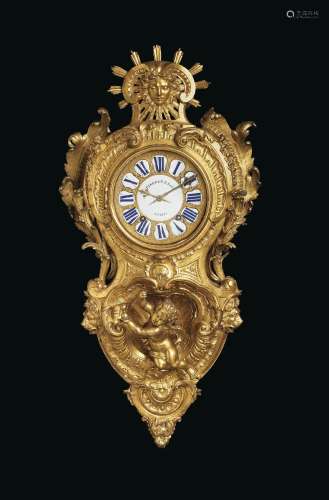 A LOUIS XV ORMOLU CARTEL CLOCK.BY CHARLES CRESSENT, THE MOVE...