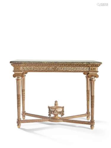 A LOUIS XVI PARCEL-GILT AND WHITE-PAINTED CONSOLE TABLE.CIRC...