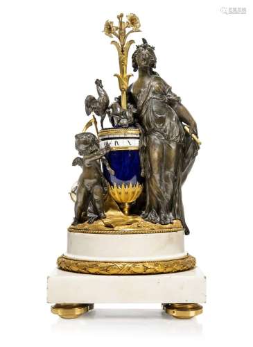 A LOUIS XVI ORMOLU-MOUNTED WHITE MARBLE, PATINATED-BRONZE AN...