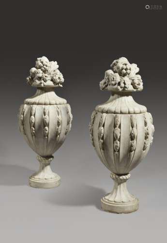 A PAIR OF COVERED VASES.FRENCH OR ITALIAN, LATE 18TH CENTURY