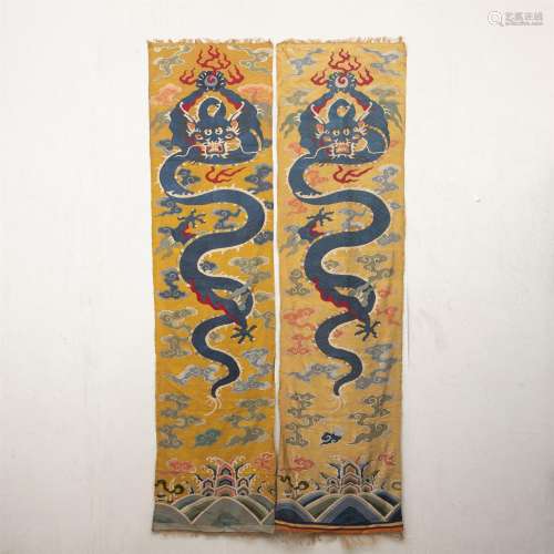 A PAIR OF CHINESE KESI DRAGON PATTERN COVERS