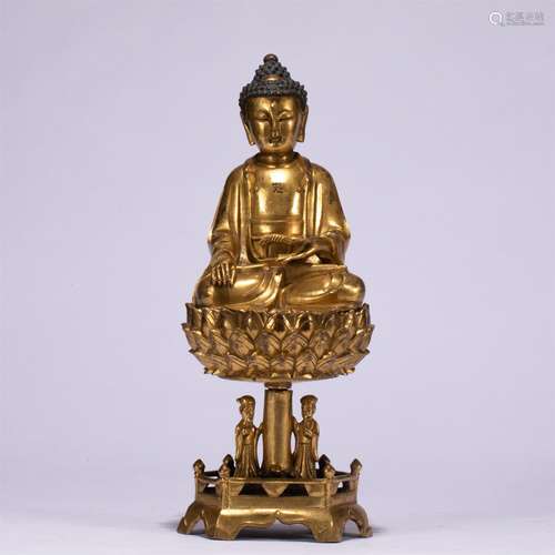 A CHINESE GILT BRONZE FIGURE OF BUDDHA STATUE