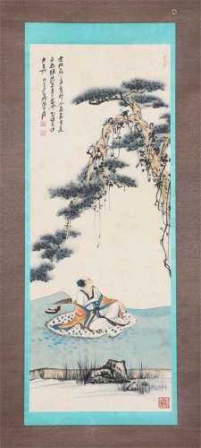 A CHINESE PAINTING OF FIGURE UNDER PINE TREE