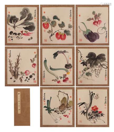 A CHINESE ALBUM OF PAINTINGS VEGETABLES