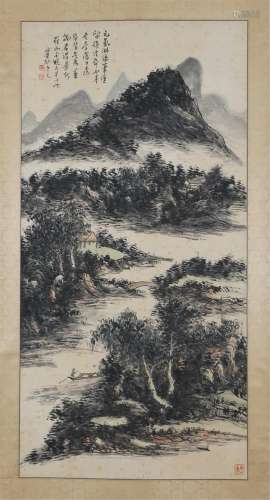 A CHINESE PAINTING OF MOUNTAINS LANDSCAPE