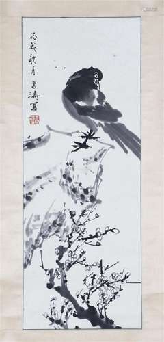 A CHINESE PAINTING OF BIRD AND FLOWERS