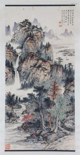 A CHINESE PAINTING OF MOUNTAINS LANDSCAPE