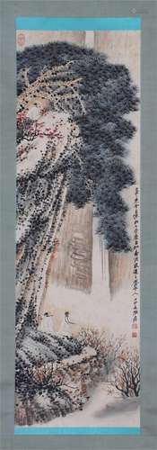 A CHINESE PAINTING OF FIGURE WATCH THE WATERFALL