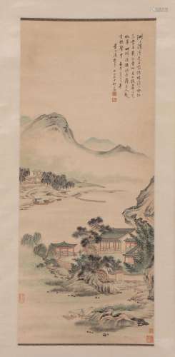 A CHINESE PAINTING OF MOUNTAINS LANDSCAPE