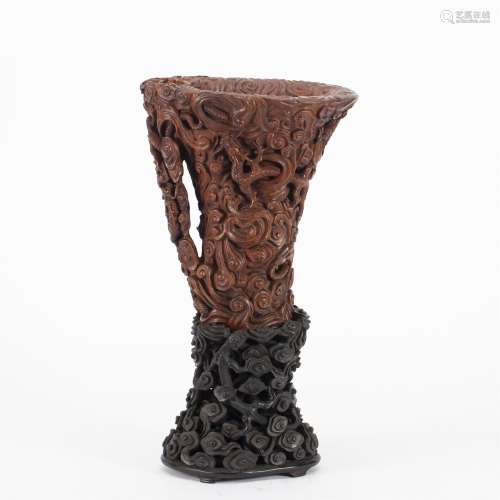 A CHINESE HARDWOOD CUP