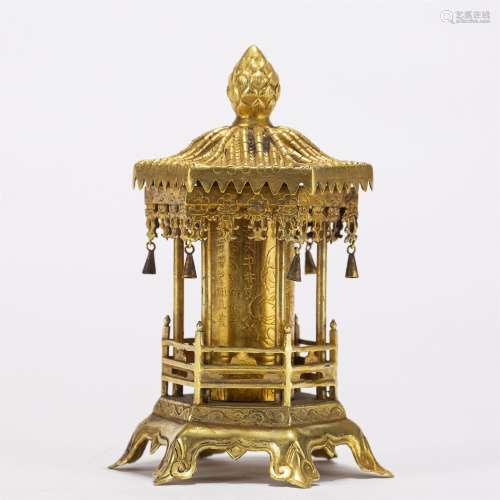 A CHINESE GILT BRONZE TOWER