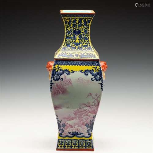 A CHINESE BLUE AND WHITE FLOWERS PORCELAIN VASE
