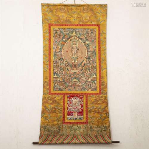 A CHINESE THANGKA DEPICTING