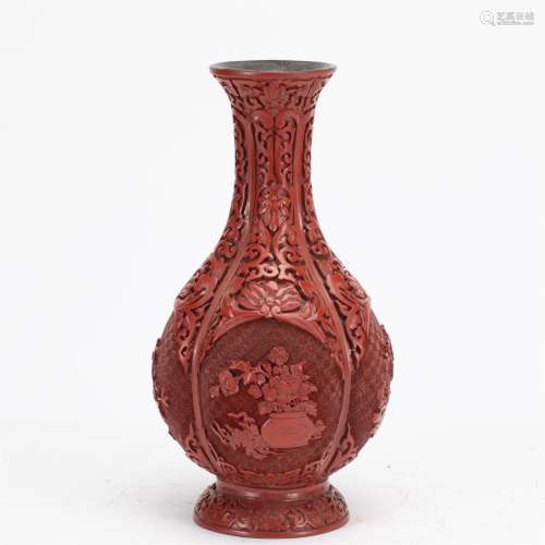 A CHINESE CARVED FLOWERS LACQUERWARE FLOWERS HOLDER