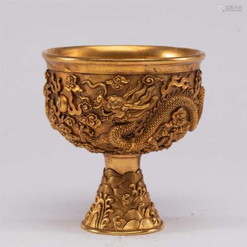 A CHINESE GILT BRONZE CUP