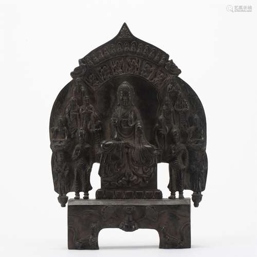 A CHINESE BRONZE BUDDHIST PLAQUE