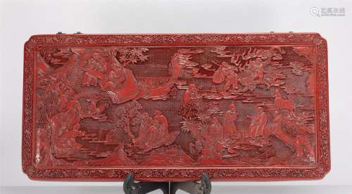 A CHINESE CARVED FIGURE STORY LACQUERWARE ORNAMENTS