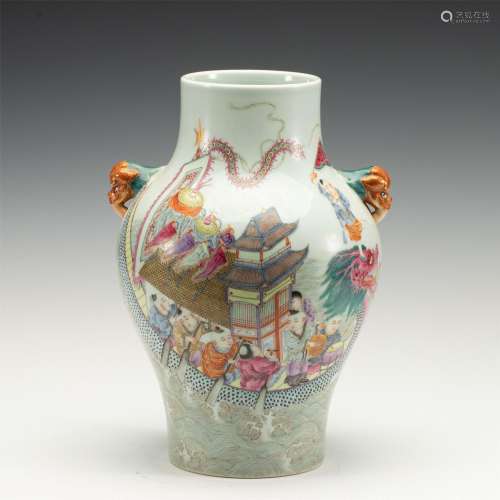 A CHINESE WHITE PORCELAIN FIGURE STORY VASE