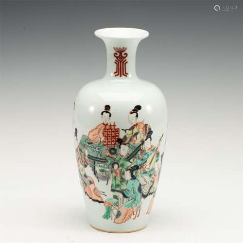 A CHINESE WHITE PORCELAIN FIGURE STORY VASE