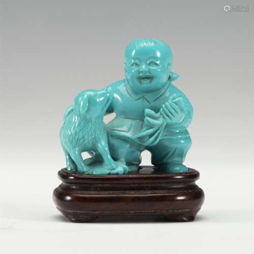 A CHINESE BLUE TURQUOISE FIGURE ORNAMENTS