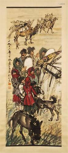 A CHINESE PAINTING OF FIGURE STORY