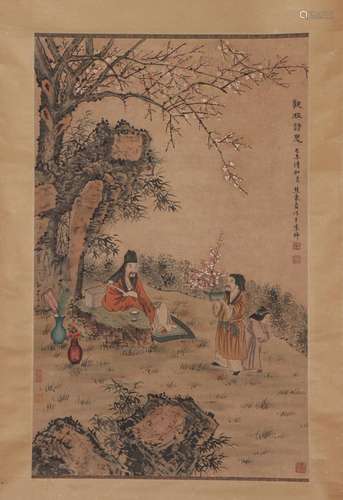 A CHINESE PAINTING OF FIGURE STORY