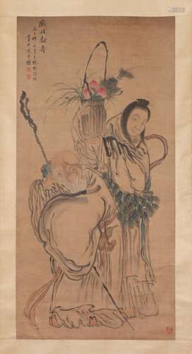 A CHINESE PAINTING OF FIGURE STORY